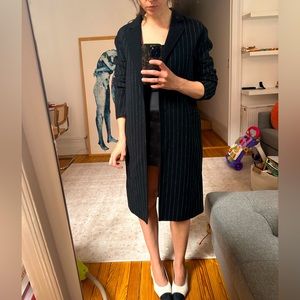 Sandro wool pinstripe coat- dark navy white stripe